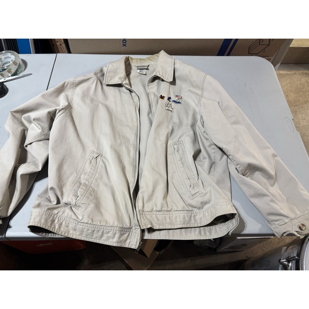 Vtg Disney World L Tan Bomber Jacket‎ W/pins